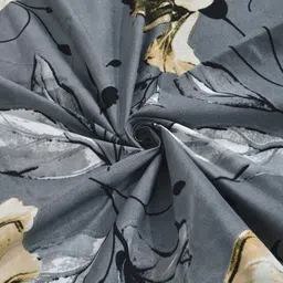 KLOTTHE Grey Floral Polycotton Single Bedsheets image 3