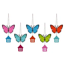ArtVibes Set Of 5 Printed Butterfly Wooden Wall Hanging image 2