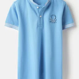 United Colors of Benetton Boys Solid Mandarin Collar Regular Fit Cotton T-shirt-picture-47