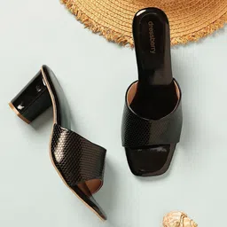 DressBerry Women Textured Block Heel Sandals image 1