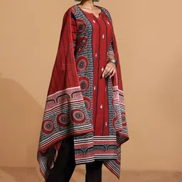 house of pataudi House of Printed Straight Kurta & Trouser With Dupatta image 5