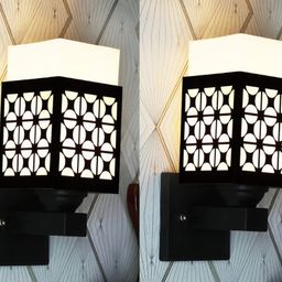 Gojeeva Black Wood Square Shaped Wall Lamp-picture-33