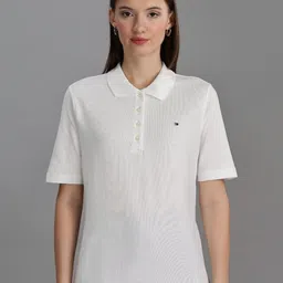 Tommy Hilfiger Women Solid Polo Collar Cotton T-shirt-picture-34