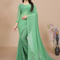 K 5 Fashion Striped Embroidered Pure Chiffon Saree-picture-29