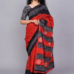 KIAARON Ethnic Motifs Pure Cotton Ikat Saree image 1