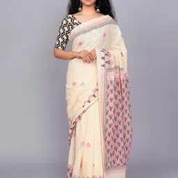 JALTHER Ethnic Motifs Pure Cotton Handloom Ikat Saree-picture-32