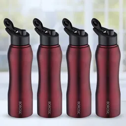 BOROSIL Grip N Sip Maroon 4 Pieces Stainless Steel Water Bottle 1L Each image 1