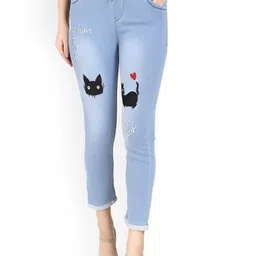 A-Okay Girls Slim Fit Mid-Rise Embroidered Clean Look Stretchable Cropped Jeans-picture-36