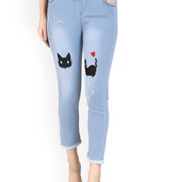 A-Okay Girls Comfort Embroidered Cotton Jogger Jeans-picture-17