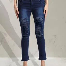 A-Okay Girls Slim Fit High-Rise Highly Distressed Light Fade Cropped Stretchable Jeans-picture-48