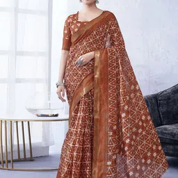 KALINI Geometric Printed Zari Saree image 1