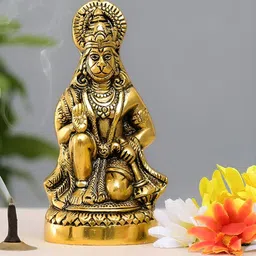 SANKALAN CREATIONS Gold-Toned Textured Metal Lord Hanuman Ji Showpiece-image-42