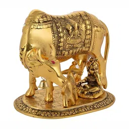 Navyaksh Gold Toned Kamdhenu cow and calf Showpiece-image-32