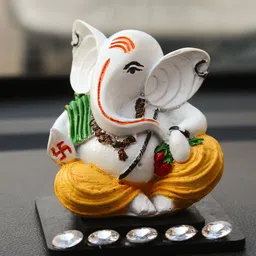 eCraftIndia White & Yellow Handcrafted Lord Ganesha Showpiece-picture-27