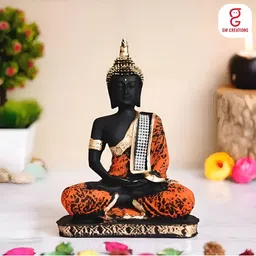 GW CREATIONS Black & Orange Marble Buddha Idol Showpiece-image-41
