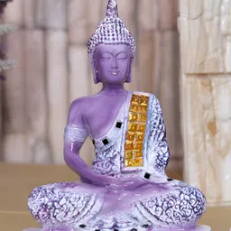 GW CREATIONS Purple & White Marble Medium Buddha Idol Showpiece-image-87