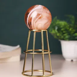 Decor de Maison Gold-Toned & Red Pedestal With Ball Small Curio Showpiece-image-87