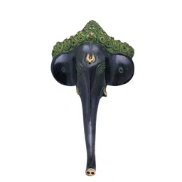 CraftVatika Black & Green Textured Ganesh Brass Idol Showpiece-picture-32