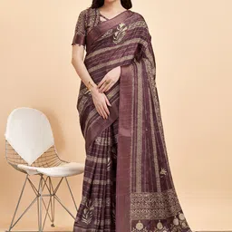 Mitera Floral Printed Zari Pure Silk Saree-image-68