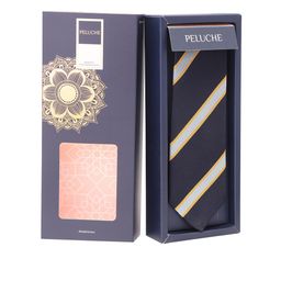 PELUCHE Navy Blue & Yellow Striped Skinny Tie-picture-23