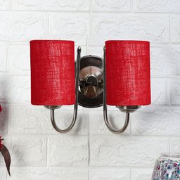 Devansh Maroon Metal Traditional Cylinder Shaped Wall Lamp-image-85
