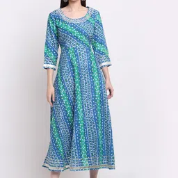 KALINI Women Blue Printed Pastels Anarkali Kurta-picture-21