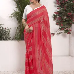 Mitera Striped Zari Pure Georgette Ready to Wear Saree-picture-14