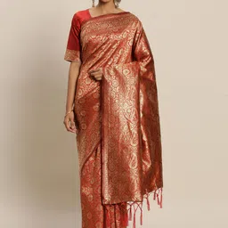 KALINI Floral Woven Design Zari Banarasi Saree-image-20