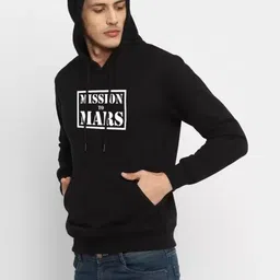 Organic Chics Men Typography Printed Hooded Pullover Sweatshirt image 3