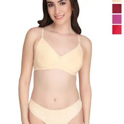 Liigne Pack Of 4 Women Everyday Padded Bra Pure Cotton Lingerie Set-picture-17