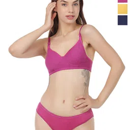 Liigne Women Pack Of 4 Everyday Non Padded Bra Pure Cotton Lingerie Set-picture-30