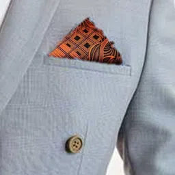 VOICI Men Copper & Orange Printed Pocket Squares image 2