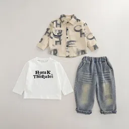 LULU & SKY Boys Printed T-shirt and Shirt with Trousers image 3