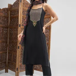 Vishudh Ethnic Motifs Embroidered Thread Work Kurta With Trousers & Dupatta-picture-17