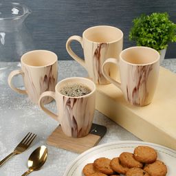 Arrabi Beige & Brown Ceramic Glossy Mugs Set of 4 Pcs Cups and Mugs-picture-10