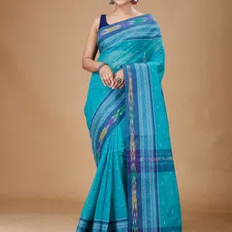 SLAGHA Ikkat Woven Design Pure Cotton Taant Saree-image-83