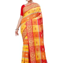 PuJoy Woven Design Pure Cotton Taant Saree-picture-24