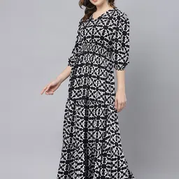 Krunal Raiyani Women Geometric Printed Smocked Fit & Flare Maxi Dress-image-99