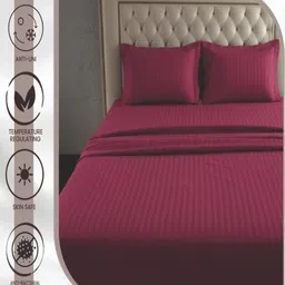 INDIESHADES Purple Striped Cotton 4 Piece Double King Fine Bedding Set image 2