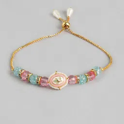 Sangria Artificial Stones & Beads Bhai Bhabhi Thread Rakhi comes with Roli & Rice image 3