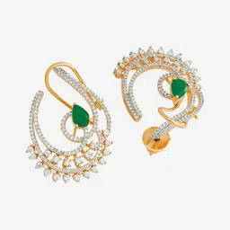 kushal's fashion jewellery Kushal's Fashion JewelleryGreen Geometric Cubic Zircon Studs Earrings image 3