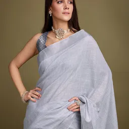 Rekha Maniyar Zari Saree With Blouse Piece-image-96