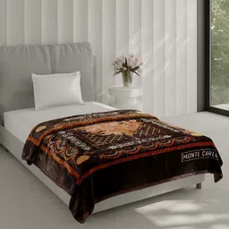 Monte Carlo Brown & Orange Heavy Winter Single Bed Blanket 625 GSM image 4