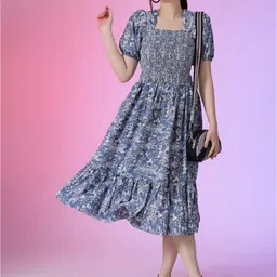 Krunal Raiyani Women Printed Fit and Flare Midi Dress-image-35