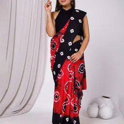 JAIPURI BLOCK PRINT Bandhani Printed Pure Cotton Bagru Saree-image-75