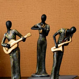 eCraftIndia Set of 3 Ladies Playing Musical Instruments Antique Finish Showpiece-picture-17