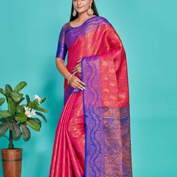 MIMOSA Ethnic Motifs Woven Design Zari Art Silk Kanjeevaram Saree-image-14