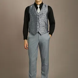 Louis Philippe Textured Slim-Fit Notched Lapel Single Breasted Three-Piece Suit image 4