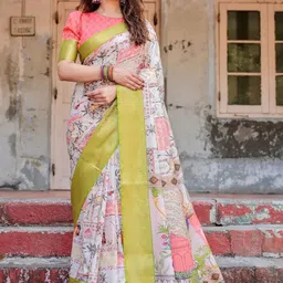 ALMAARI FASHION Ethnic Motifs Printed Kanjeevaram Saree image 4