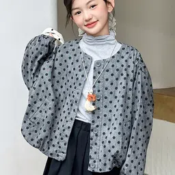 LULU & SKY Girls Polka Dots Printed Jacket image 4